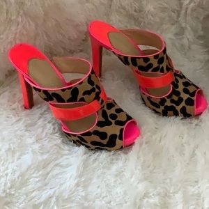 Gianni Bini Heels leopard and hot pink
